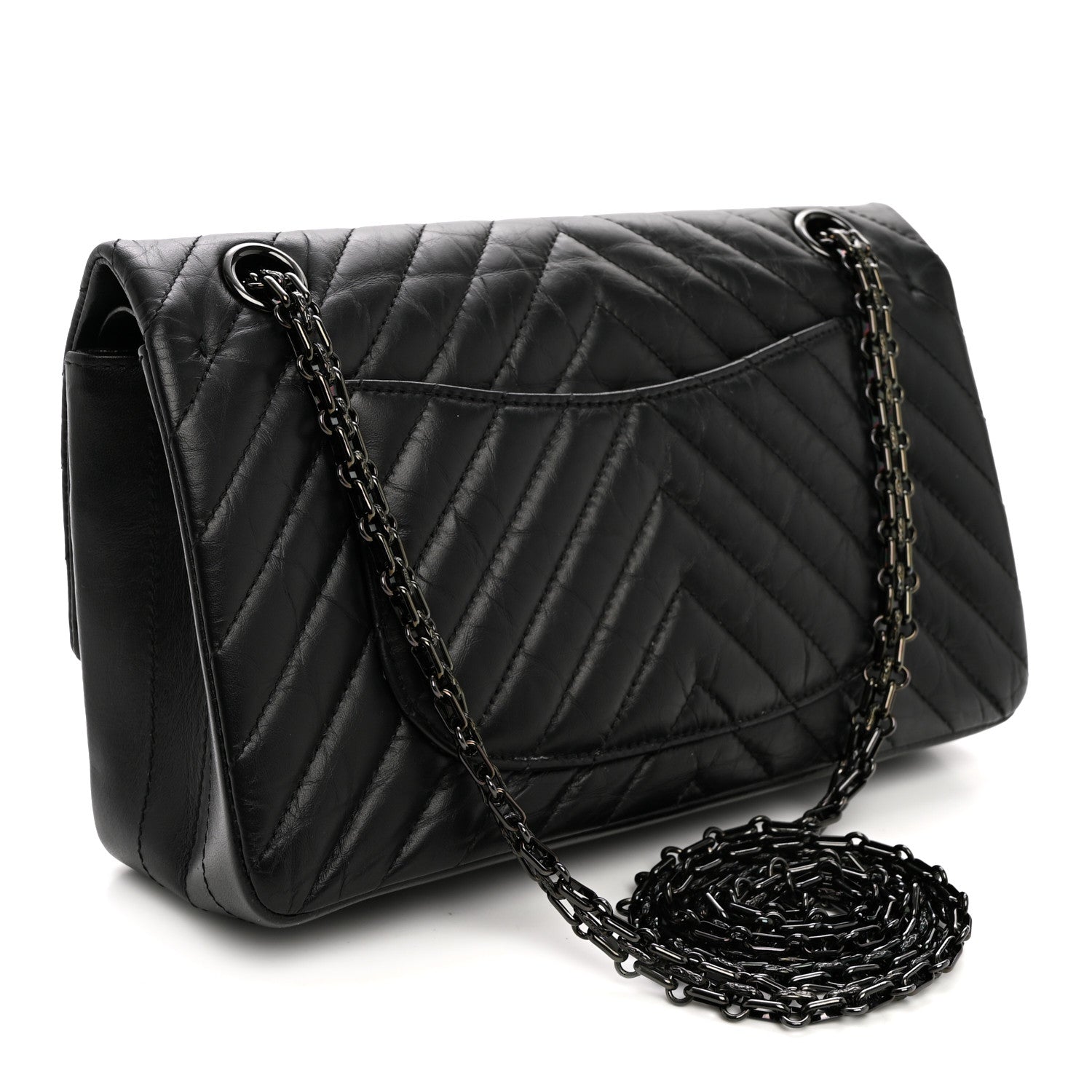 Chanel Aged Calfskin Chevron Quilted 2.55 Reissue 225 Flap So Black 3 of 10