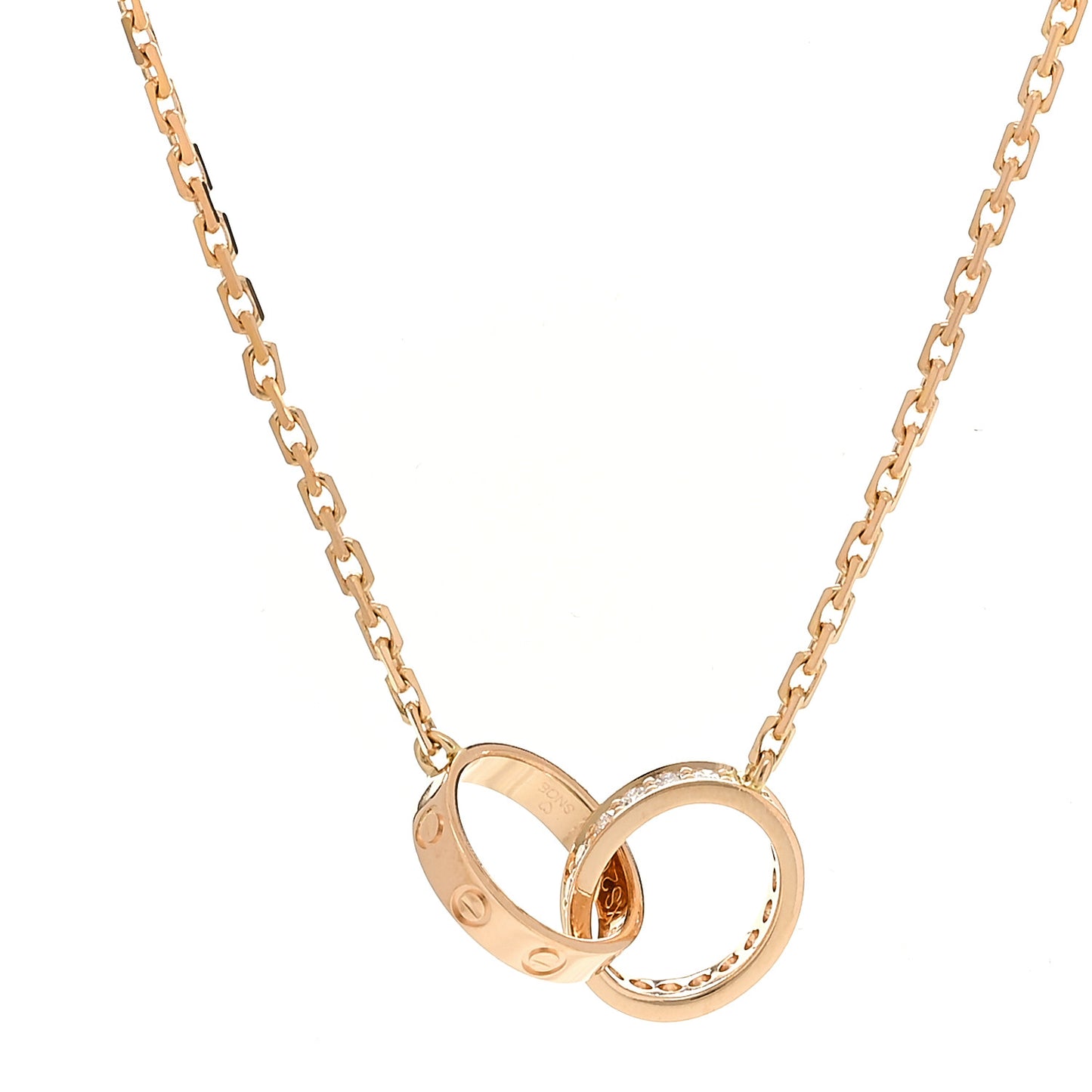 18K Pink Gold Diamond Interlocking LOVE Necklace