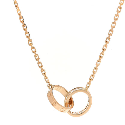 Cartier 18K Pink Gold Diamond Interlocking LOVE Necklace 1 of 8