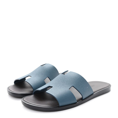 Hermes Epsom Izmir Sandals 40.5 Bleu Canard 4 of 10