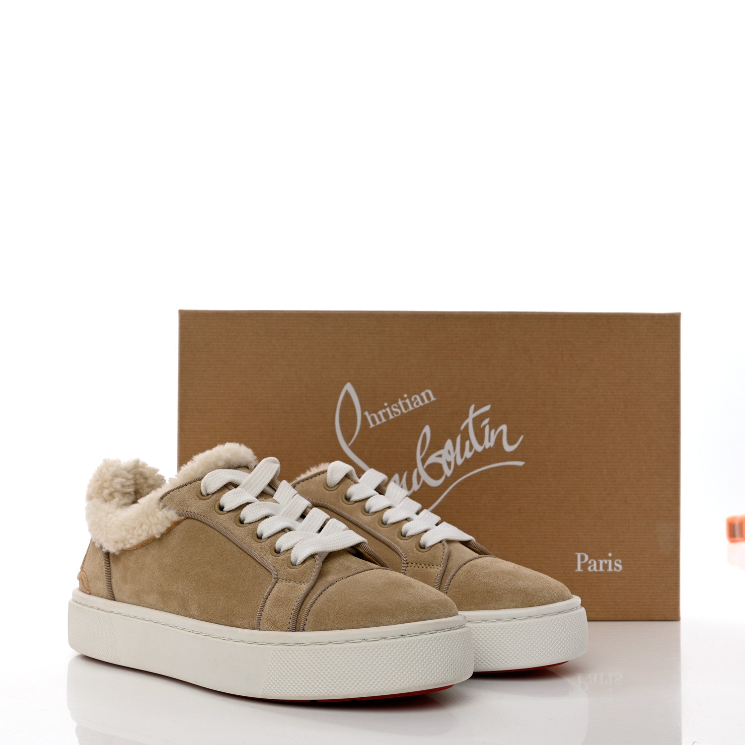 Christian Louboutin Suede Shearling Fun Vierissima Flat Sneakers 37 Atlas 8 of 8
