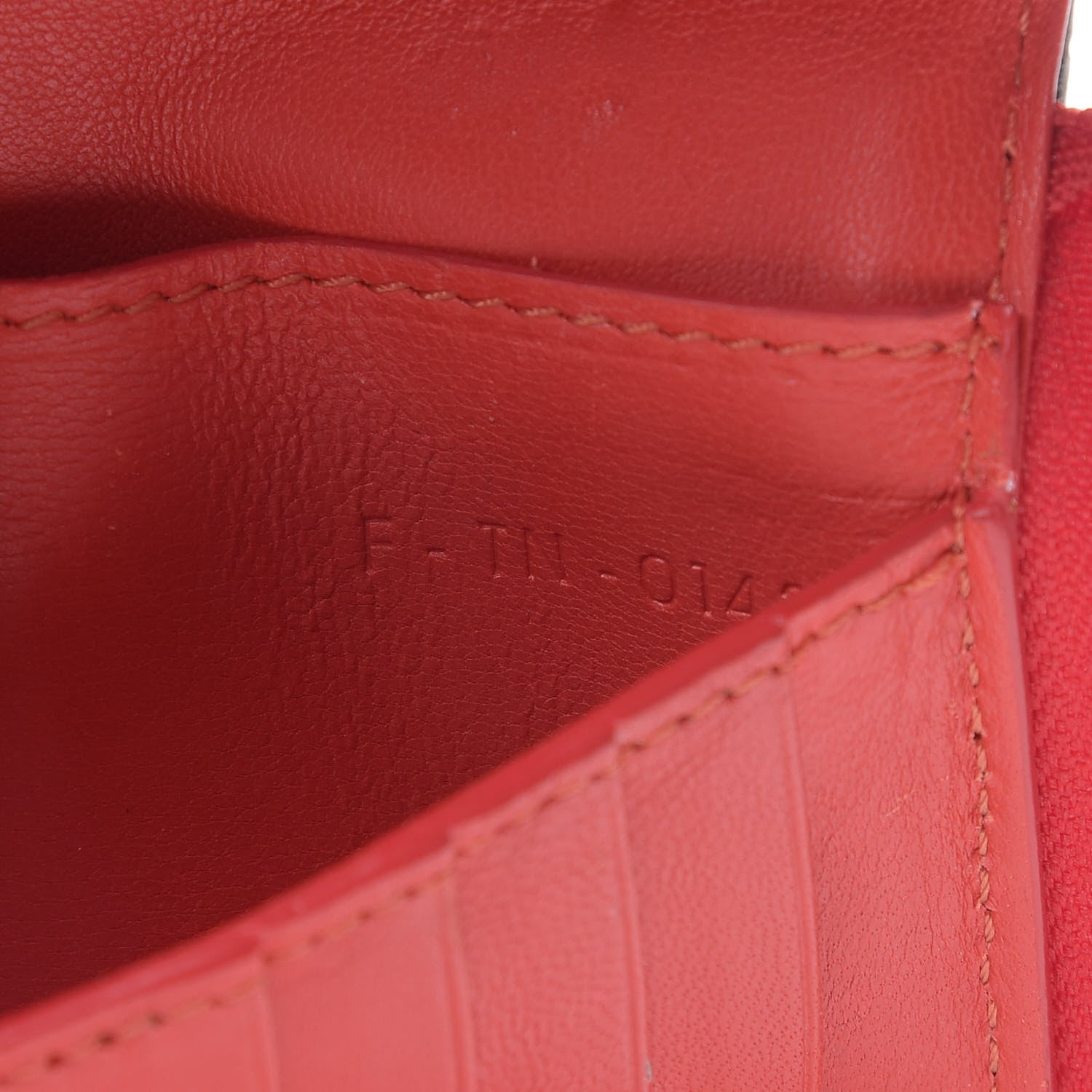 Celine Drummed Calfskin Zip Around Multifunction Wallet Coquelicot 7 of 7