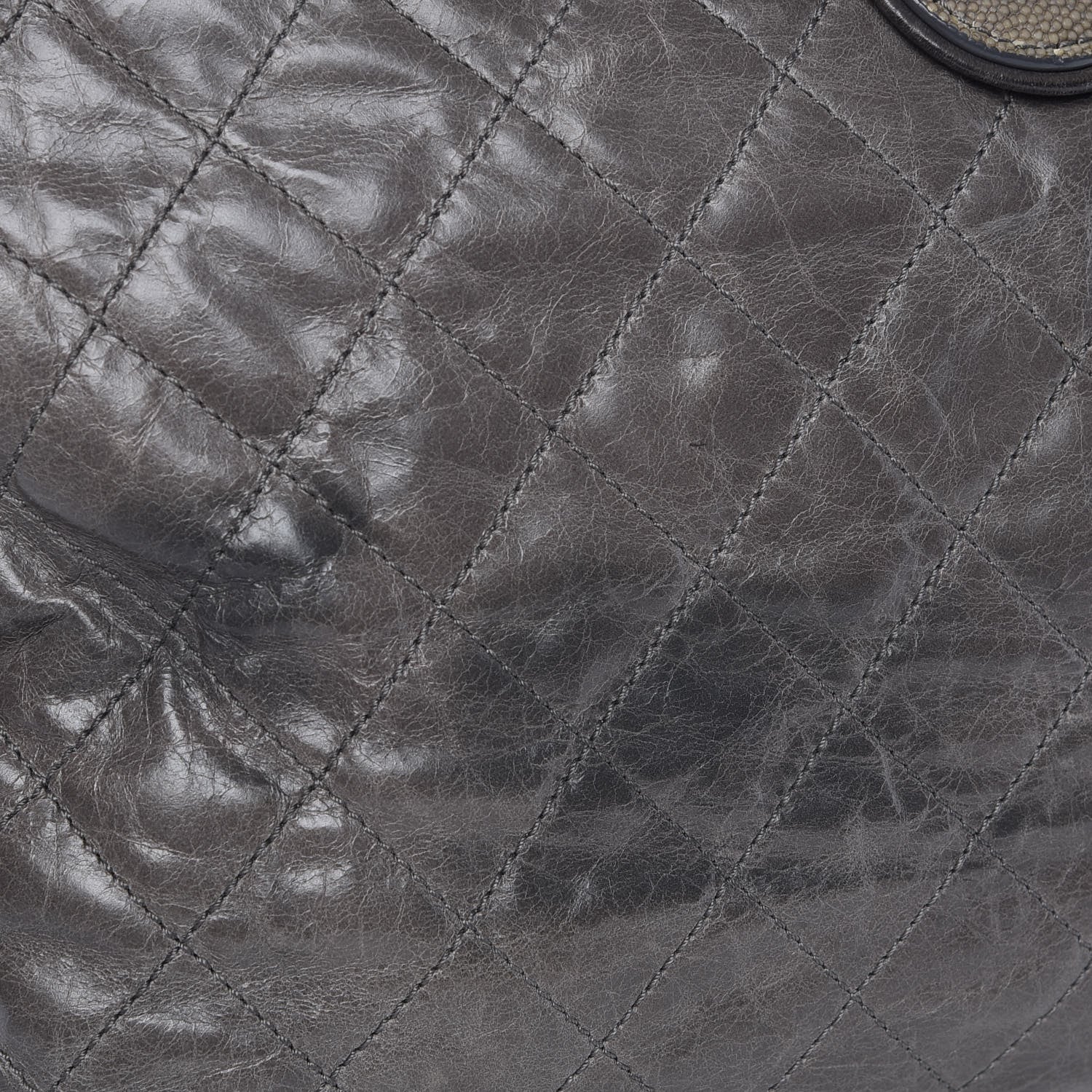 Chanel Glazed Calfskin Stingray Large Bindi CC Tote Grey 8 of 13