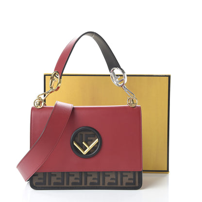 Fendi Vitello Century F is Fendi Bi-Color FF 1974 Embossed Kan I Shoulder Bag Fragola Maya Black 12 of 12
