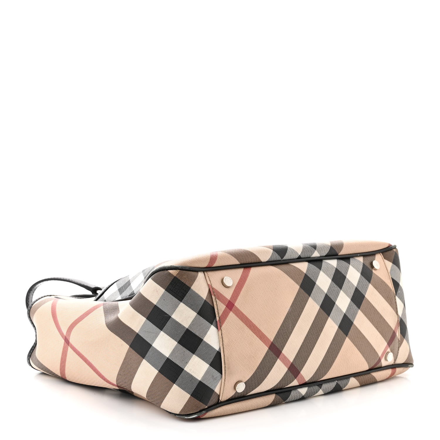 Burberry Patent Trim Nova Check Tote Black 4 of 22