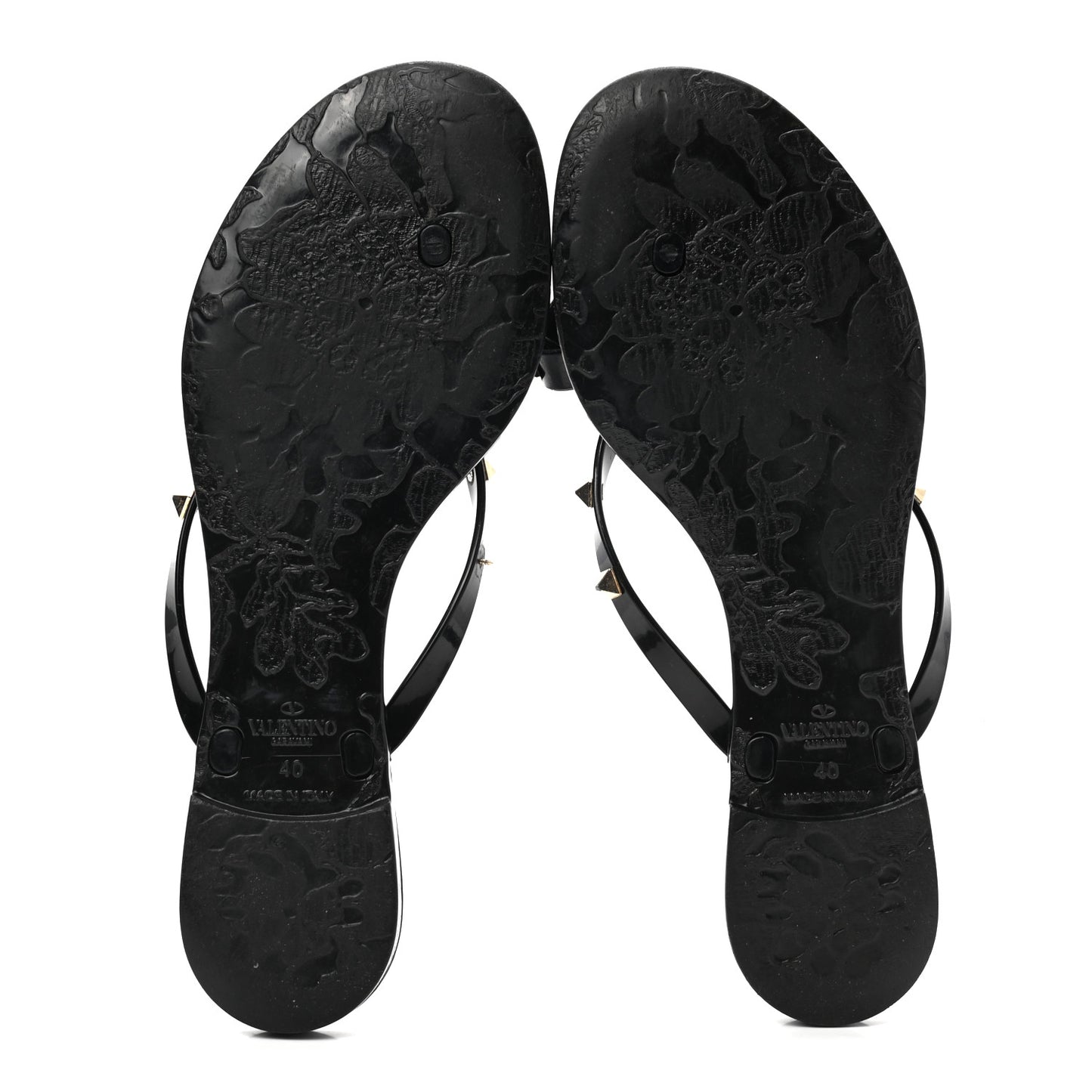 PVC Jelly Rockstud Bow Thong Sandals 40 Black