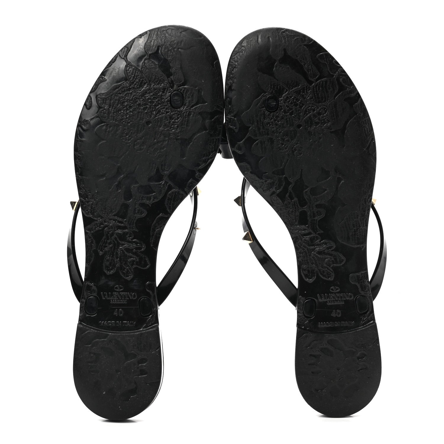 Valentino Garavani PVC Jelly Rockstud Bow Thong Sandals 40 Black 5 of 8