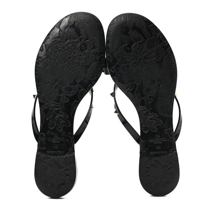 Valentino Garavani PVC Jelly Rockstud Bow Thong Sandals 40 Black 5 of 8