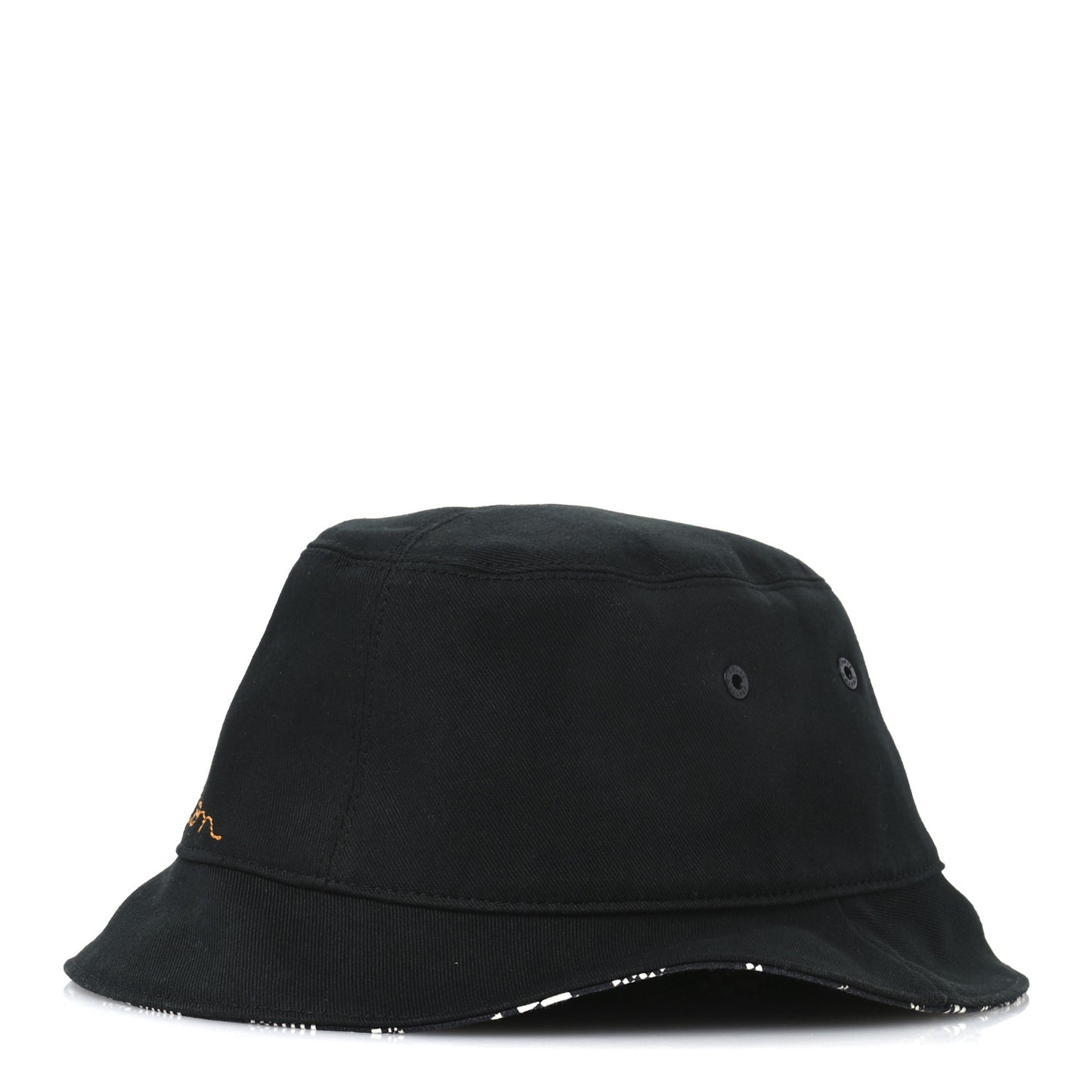 Cotton Damier Distorted Reversible Bucket Hat Black