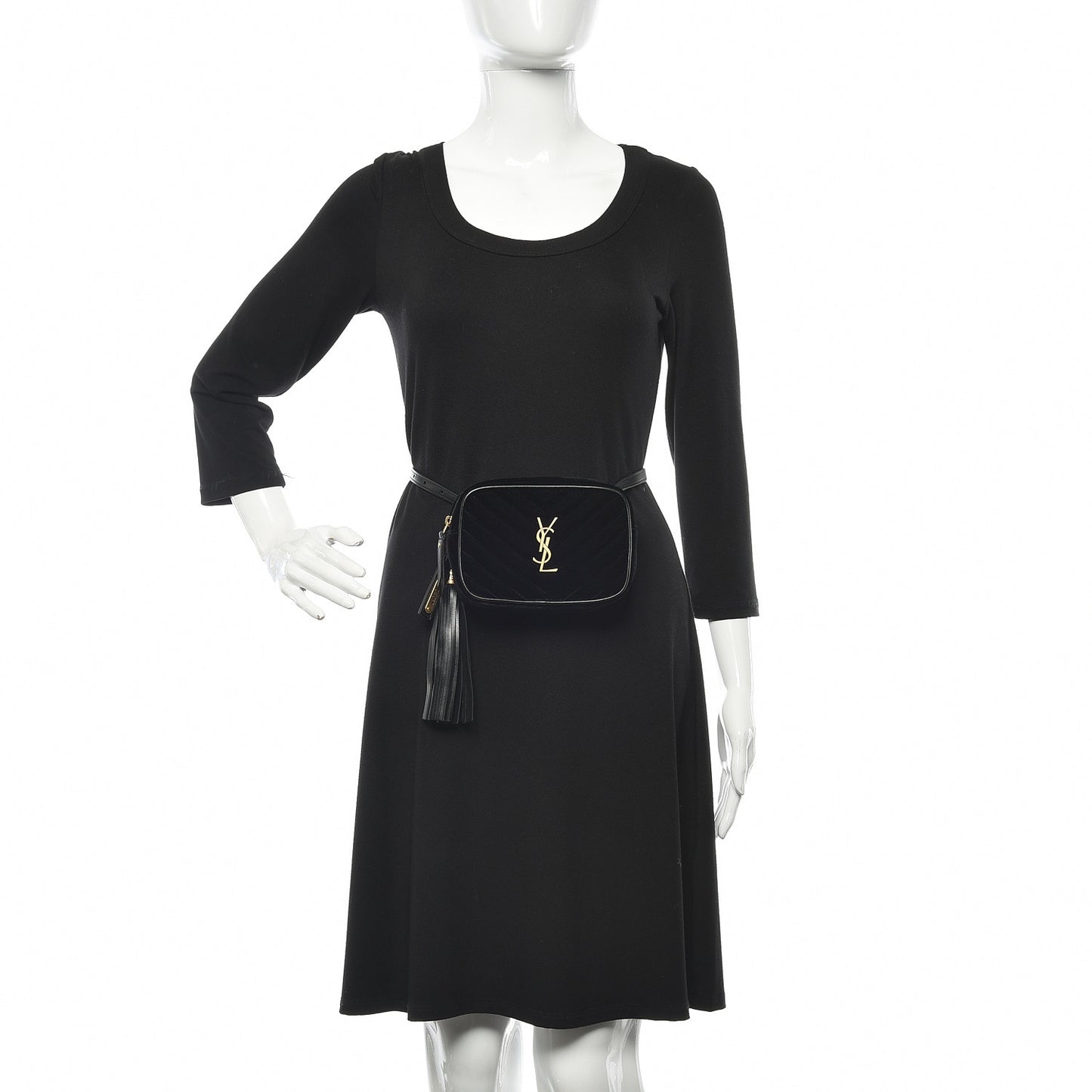 Velour Matelasse Monogram Lou Belt Bag Black