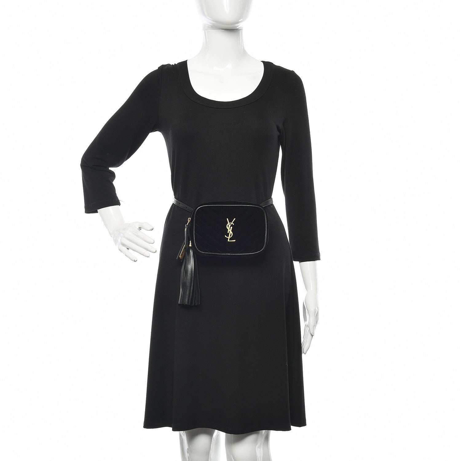 Saint Laurent Velour Matelasse Monogram Lou Belt Bag Black 2 of 10