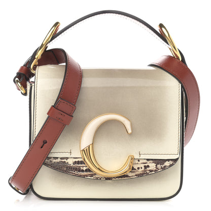 Chloe Shaded Glossy Calfskin Lizard Embossed Mini C Double Carry Grey 1 of 12
