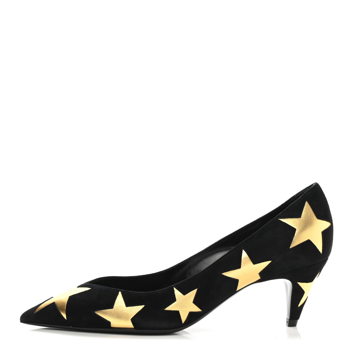Saint Laurent Kid Scamosciato Kiki 55 Star Pumps 38 Black Oro 1 of 9