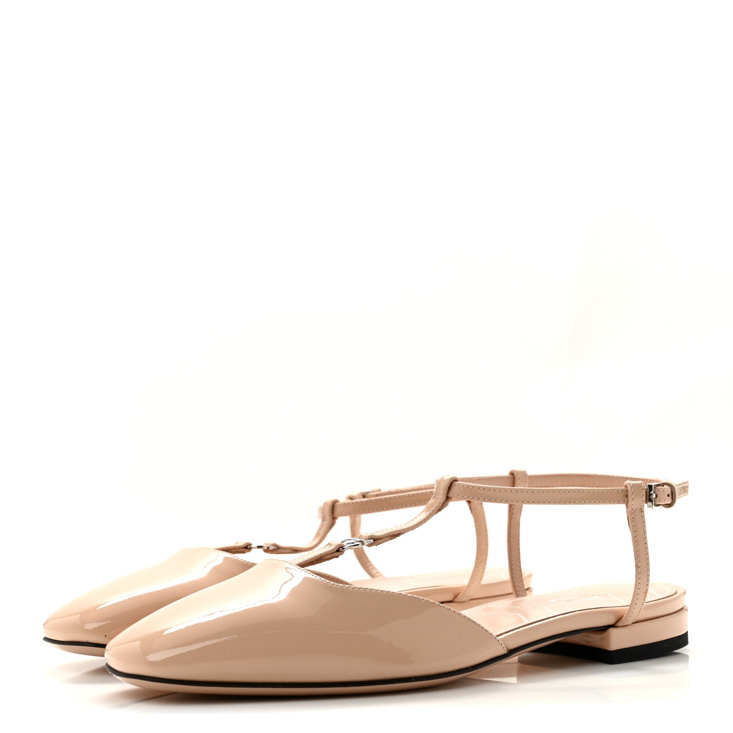 Gucci Patent Charlotte Petite GG Slingback Flats 36.5 Beige 4 of 9