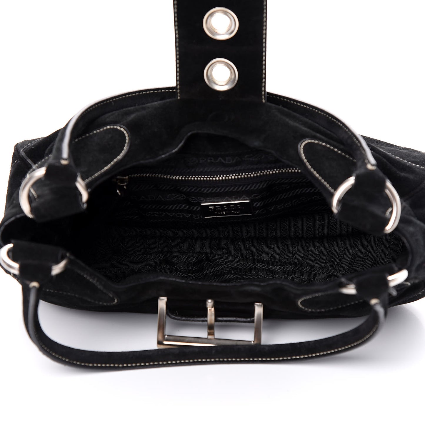 Scamosciato Suede Buckle Shoulder Bag Black
