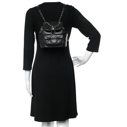 Chanel Lambskin Quilted Small Duma Drawstring Backpack Black 2 of 11