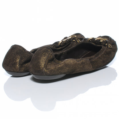 Louis Vuitton Suede Shimmer Whisper Flats 38 Brown 4 of 7