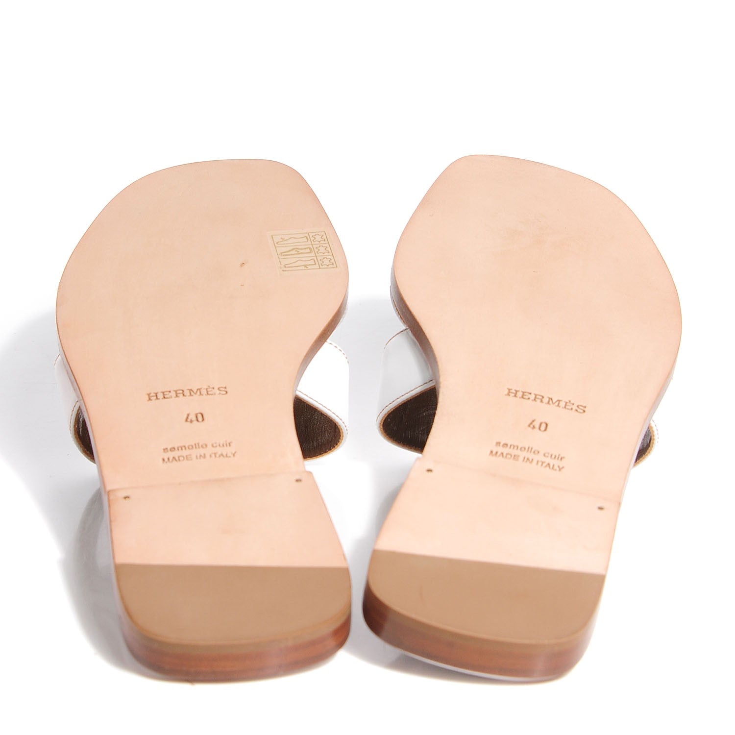 Hermes Box Calfskin Oran Sandals 40 White 5 of 6