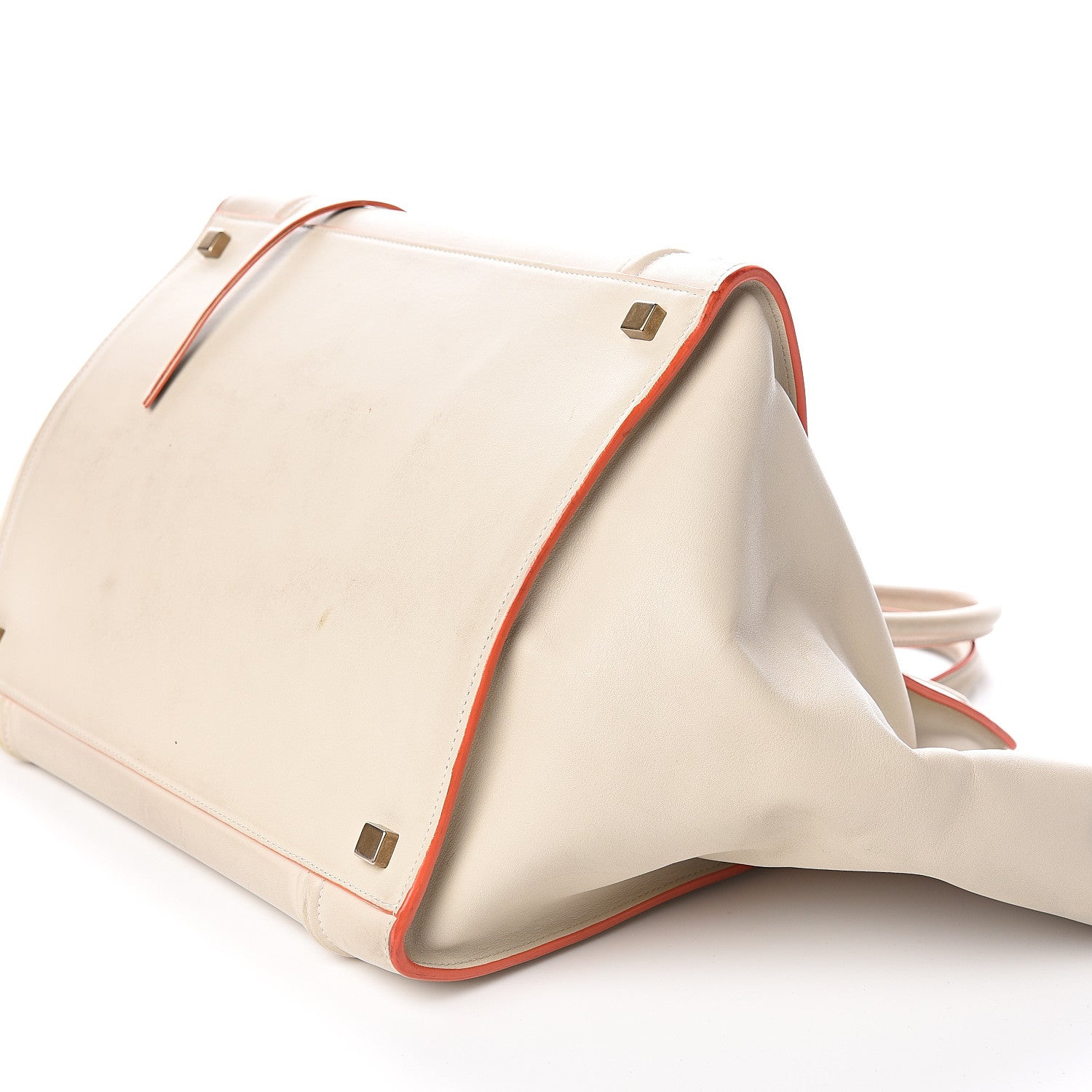Celine Smooth Calfskin Medium Phantom Luggage Chalk Orange Trim 13 of 16