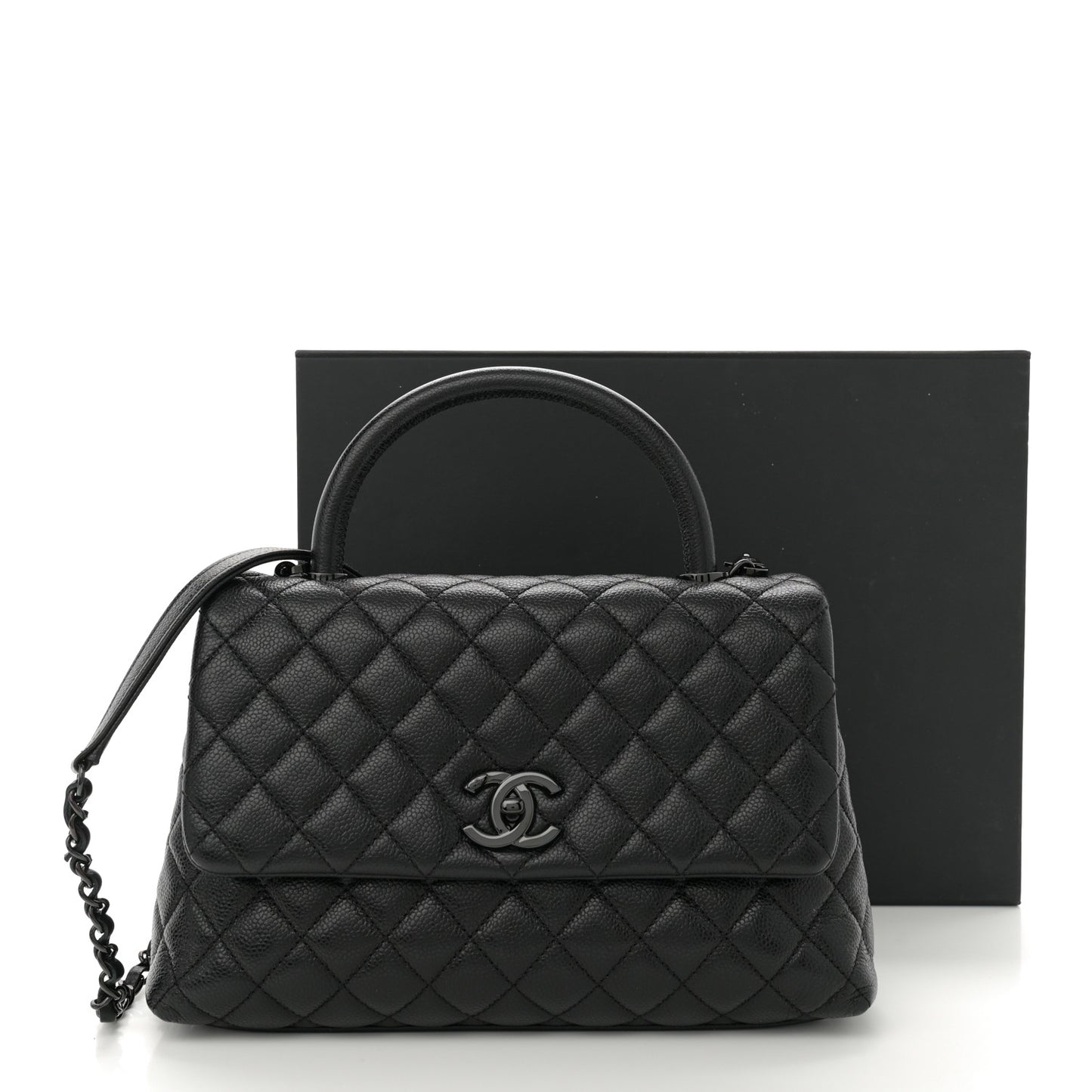 Caviar Quilted Small Coco Handle Flap So Black