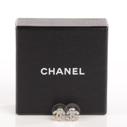 Chanel Crystal Timeless CC Earrings Silver 5 of 7