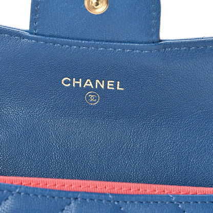 Chanel Sheepskin Chevron Quilted Reissue Card Holder Blue 6 of 8