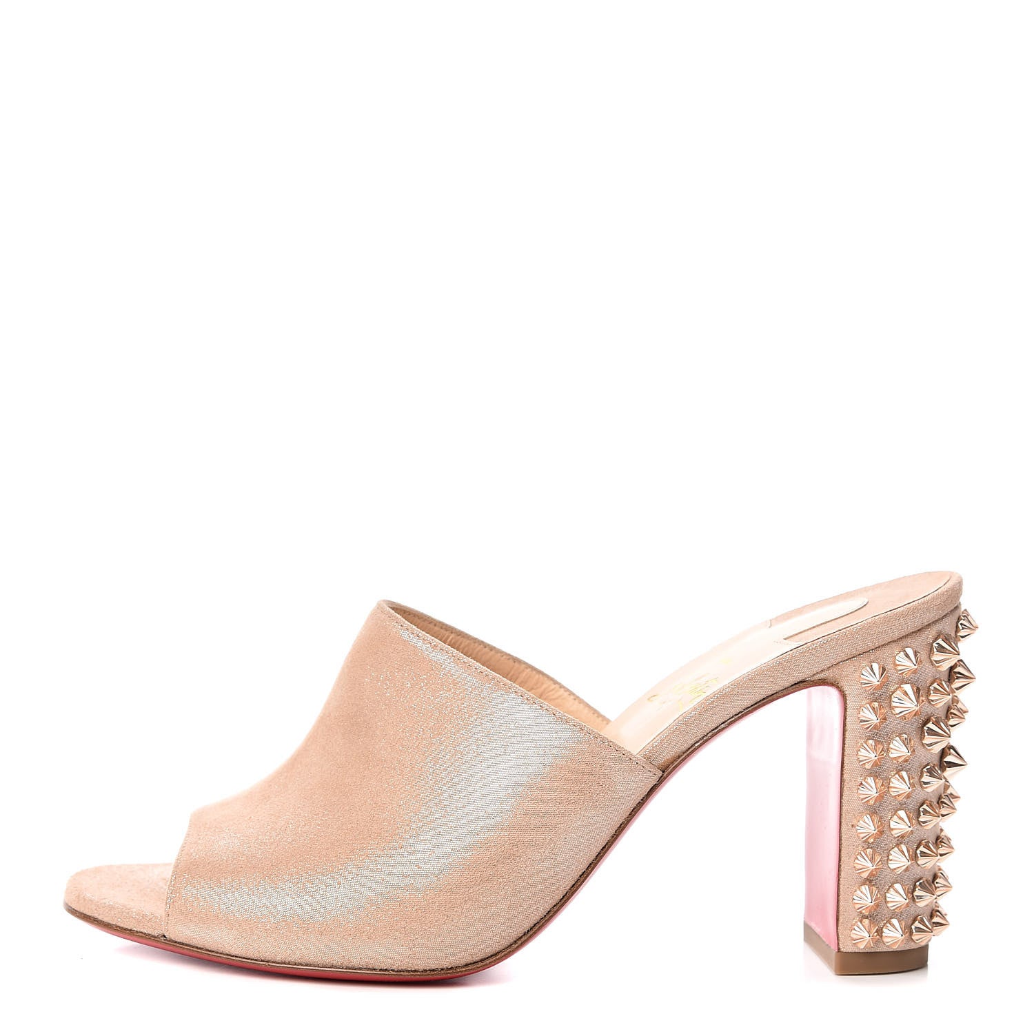 Christian Louboutin Glitter Spike Peep Toe Mule 37 Pink 1 of 7
