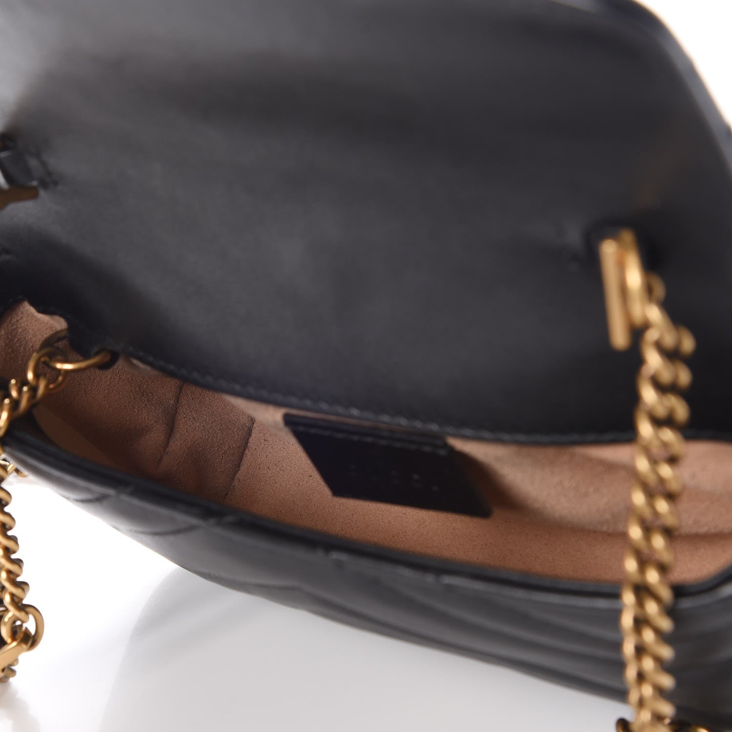 Gucci Calfskin Matelasse Super Mini GG Marmont Shoulder Bag Black 5 of 9