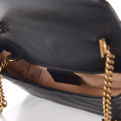 Gucci Calfskin Matelasse Super Mini GG Marmont Shoulder Bag Black 5 of 9