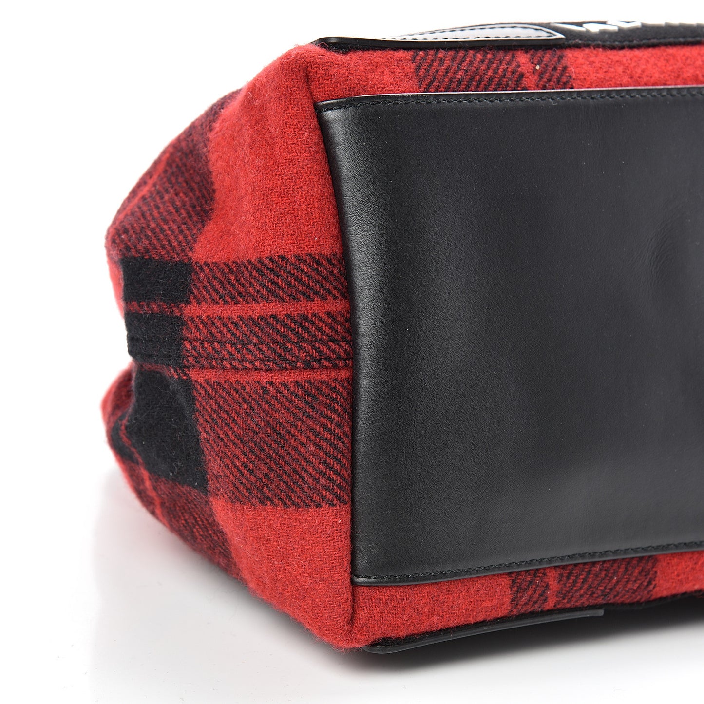 Wool Plaid S Navy Cabas Black Red