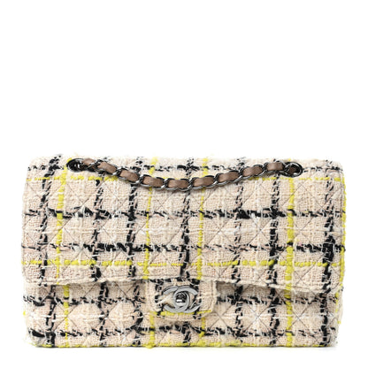 Chanel Tweed Quilted Medium Double Flap Beige Yellow Black 1 of 7