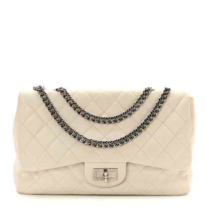 Chanel Caviar Quilted Jumbo Single Flap Bijoux Chain Ivory 1 of 12