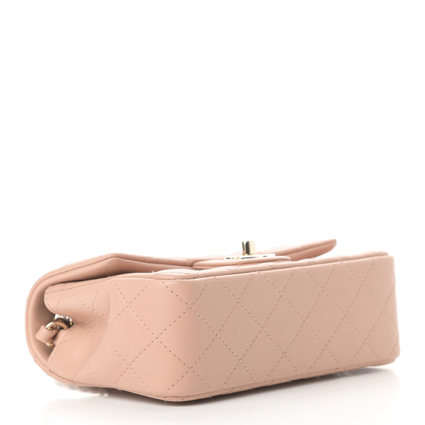 Lambskin Quilted Mini Rectangular Flap Beige