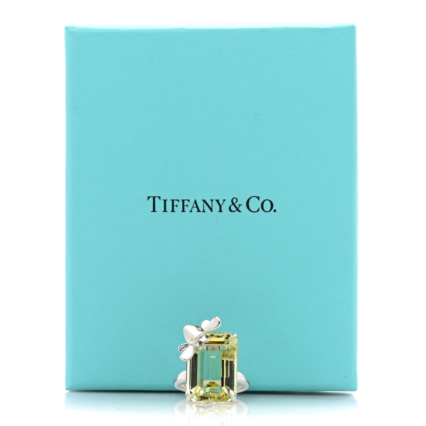 Sterling Silver 18K Yellow Gold Yellow Quartz Return to Tiffany Love Bugs Bee Ring 51 5.75