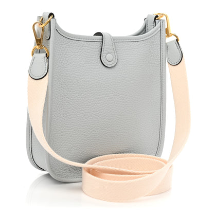 Hermes Taurillon Clemence Amazone Evelyne TPM Bleu Pale Nata 3 of 8
