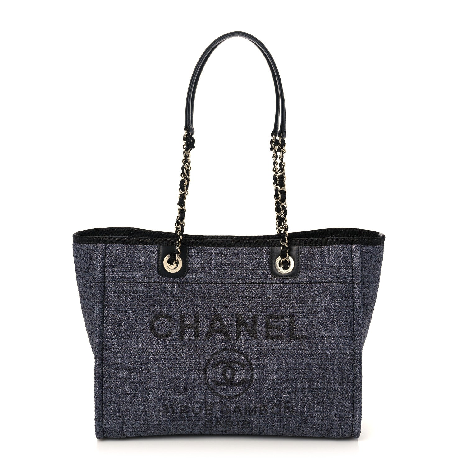 Chanel Lurex Boucle Small Deauville Tote Black 1 of 10