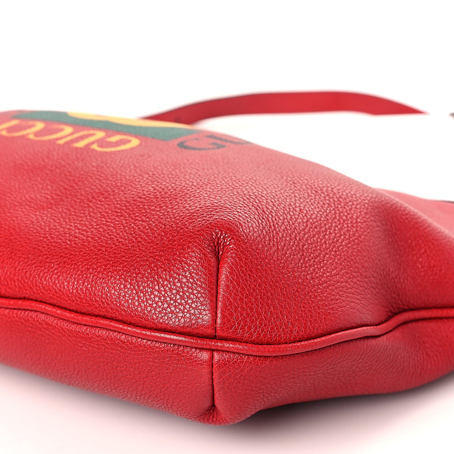 Grained Calfskin Logo Half Moon Hobo Red