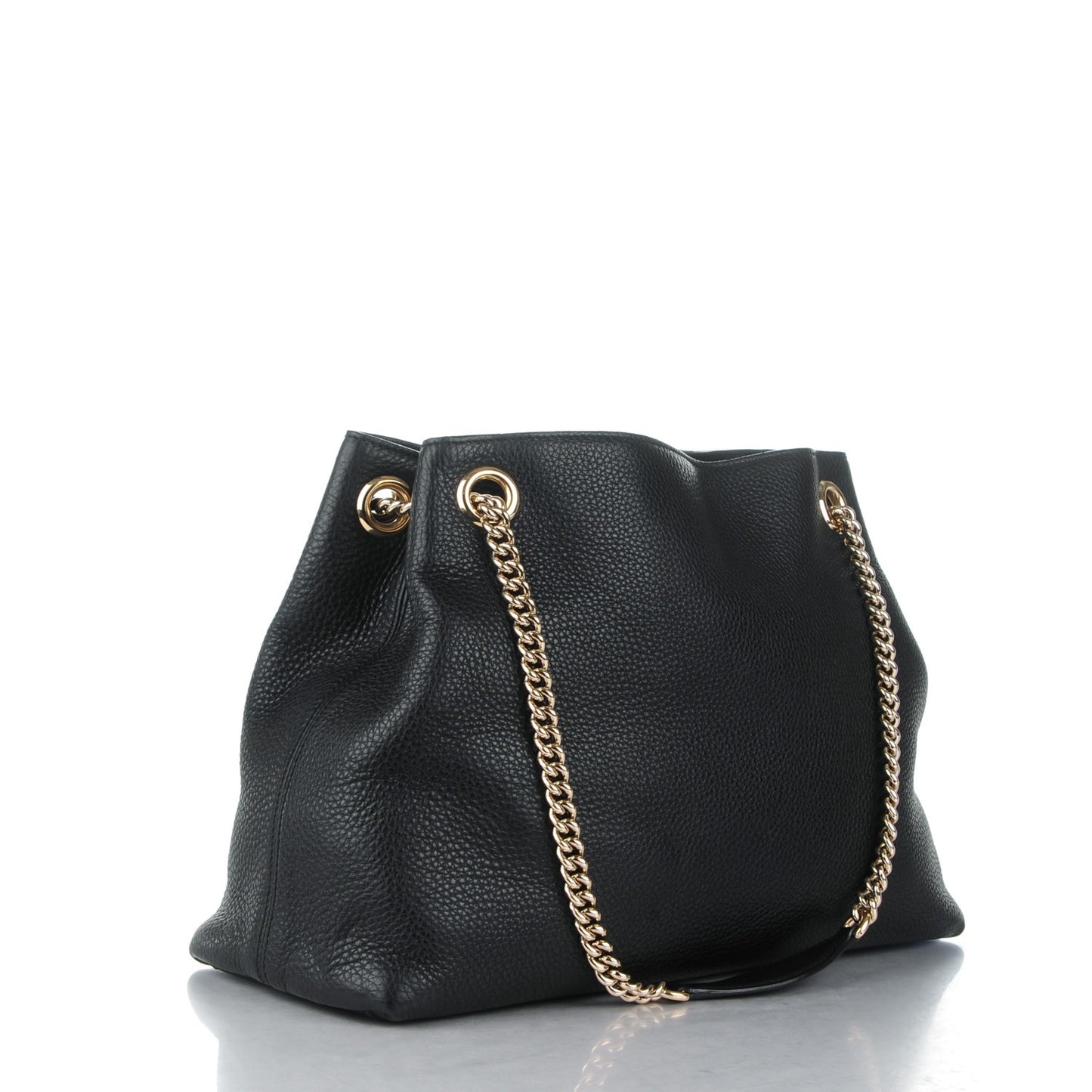 Pebbled Calfskin Medium Soho Chain Shoulder Bag Black