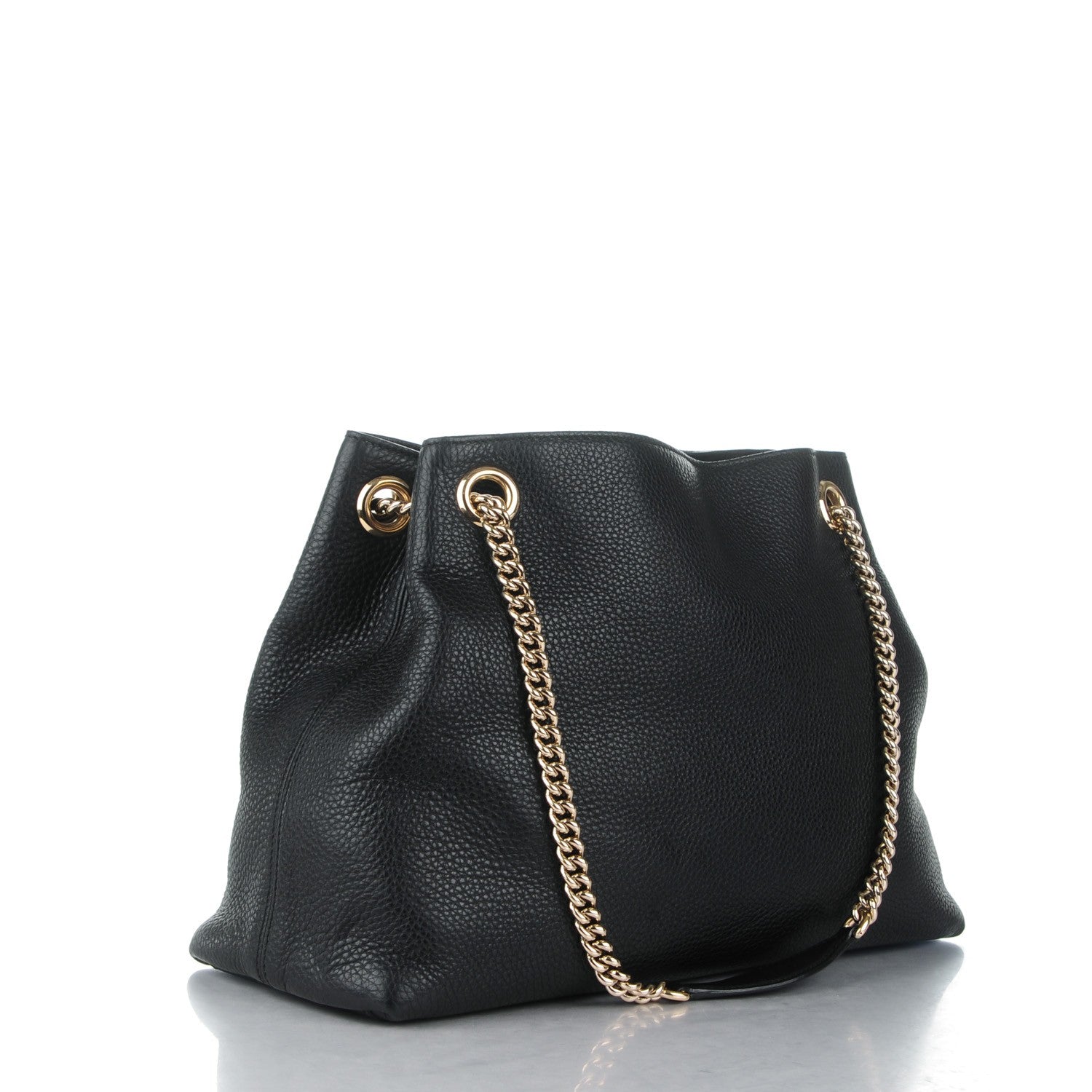 Gucci Pebbled Calfskin Medium Soho Chain Shoulder Bag Black 3 of 8