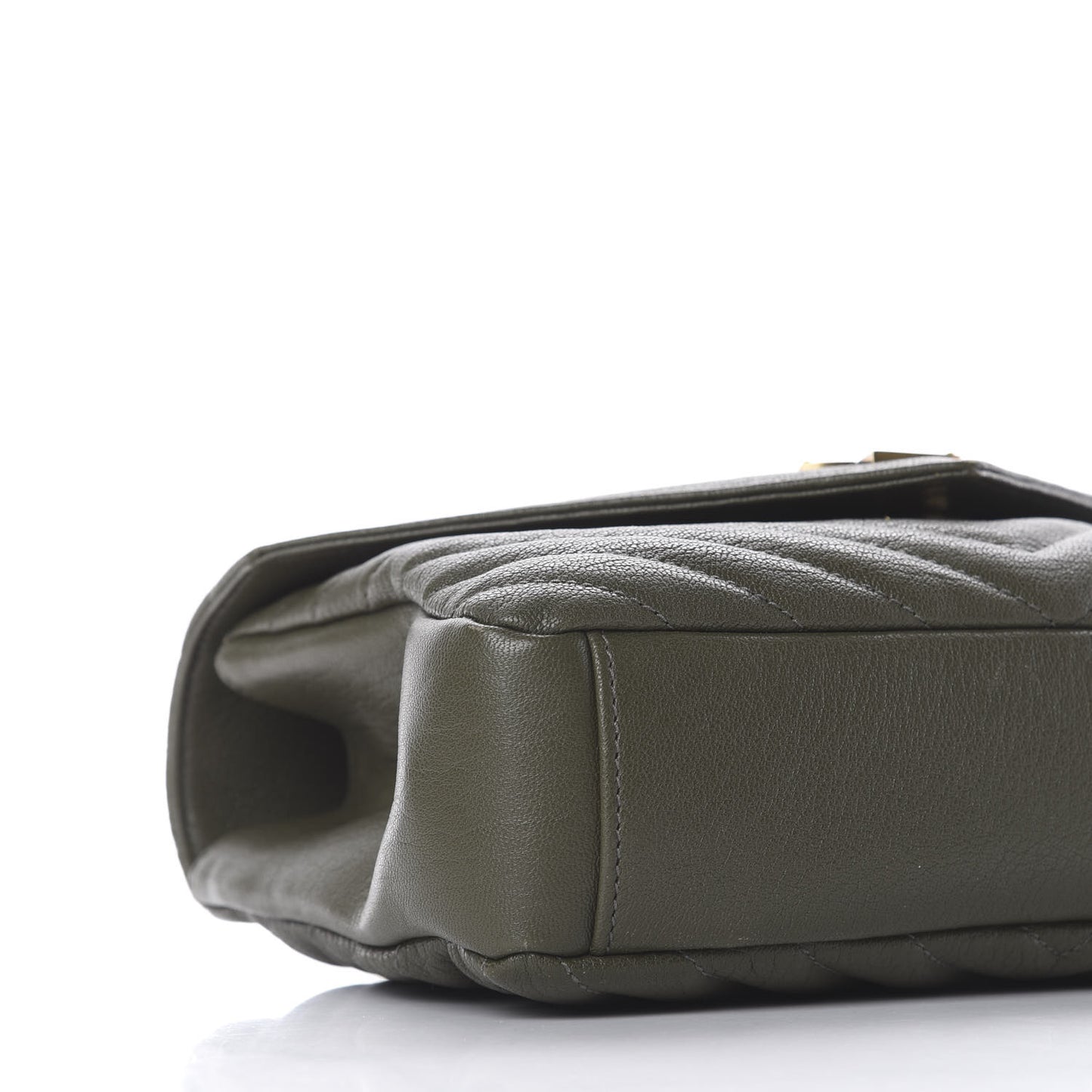 Sheepskin Matelasse Chevron Monogram Medium College Bag Military Olive