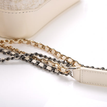 Chanel Tweed Calfskin Quilted Small Gabrielle Hobo Ivory 8 of 9