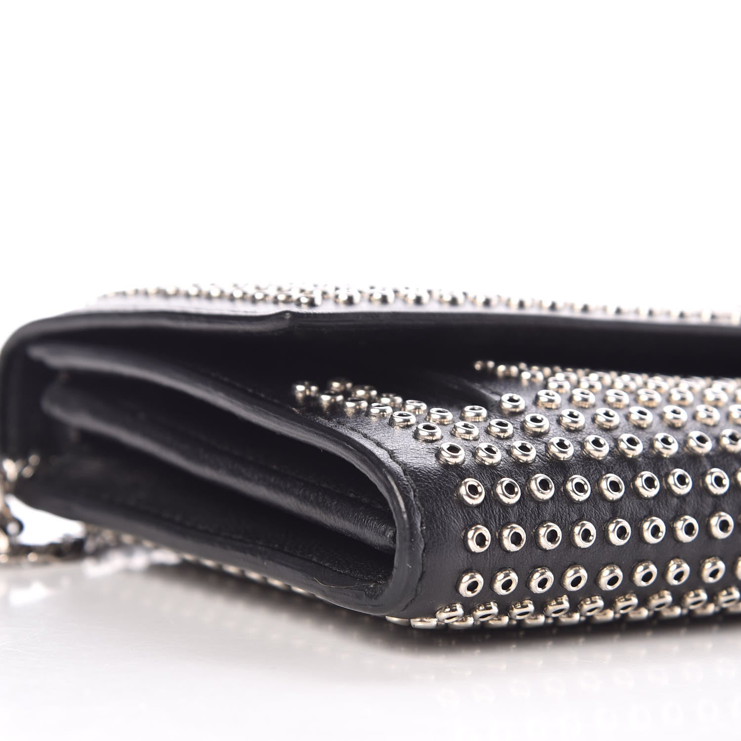 Alexander McQueen Calfskin Studded Skull Wallet on Chain Black 10 of 11