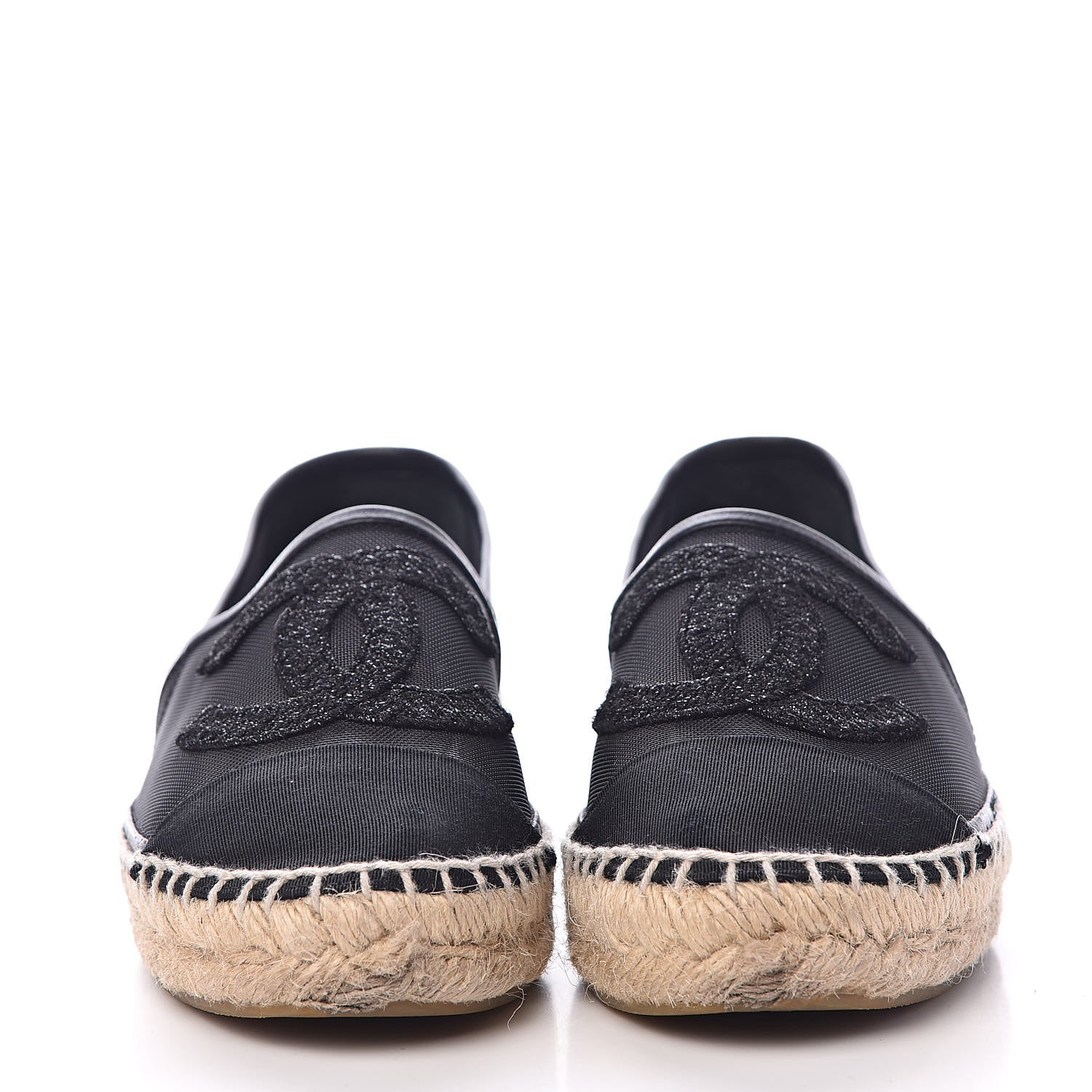 Chanel Mesh Grosgrain CC Espadrilles 35 Black 2 of 13