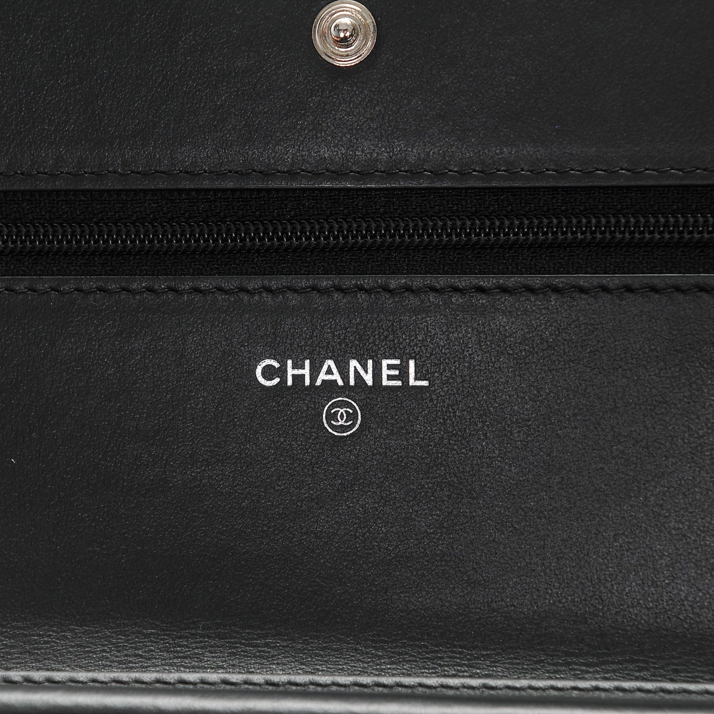 Calfskin Quilted Boy Wallet On Chain WOC Black
