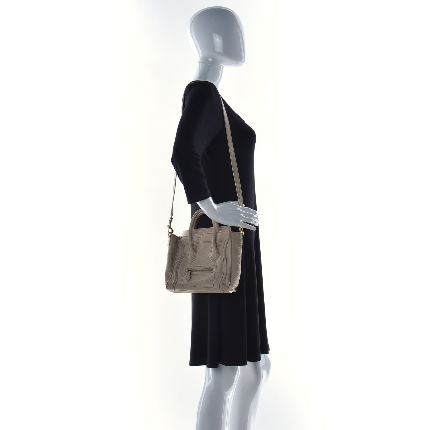 Celine Pebbled Calfskin Nano Luggage Dune 3 of 24