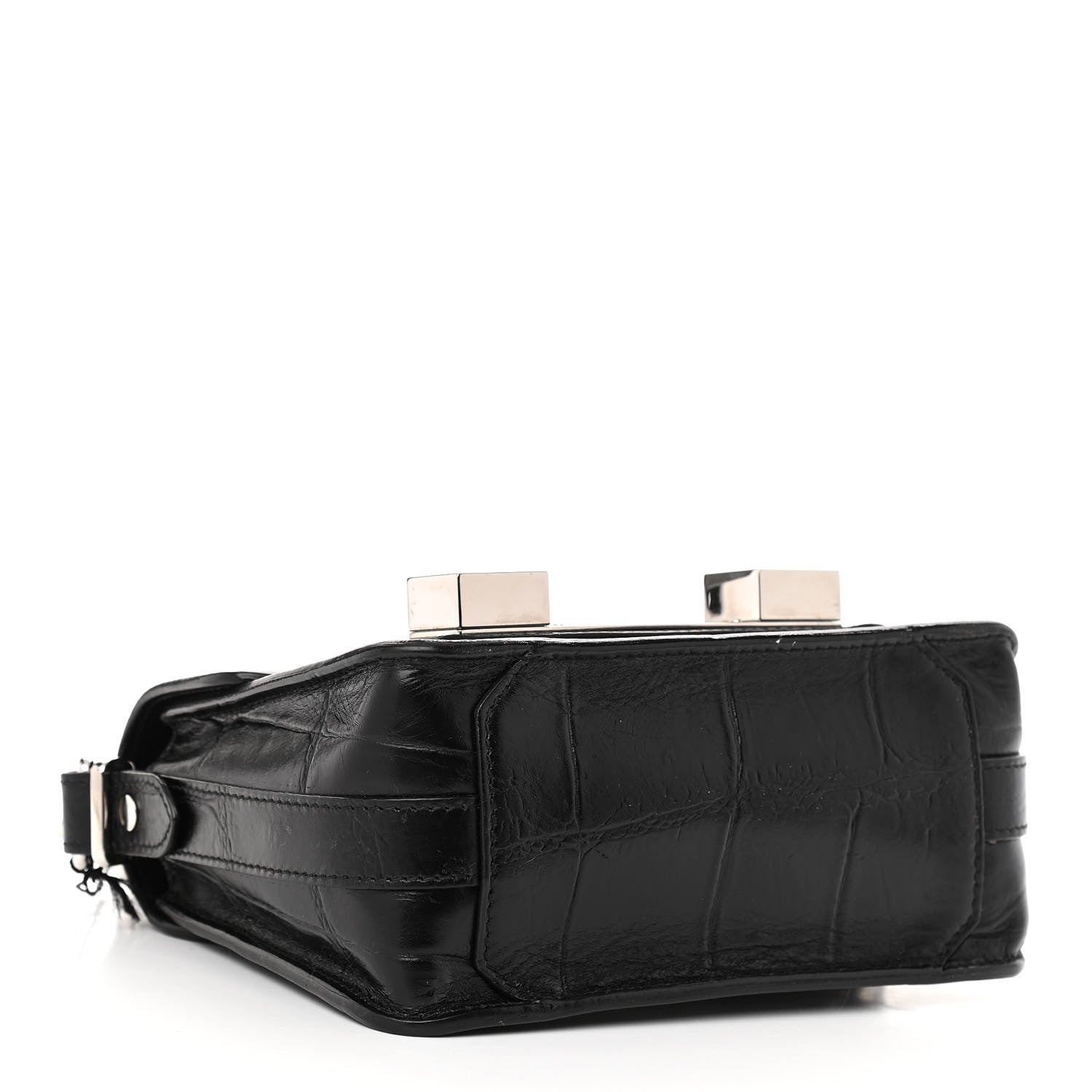 Proenza Schouler Calfskin Crocodile Embossed PS11 Tiny Shoulder Bag Black 4 of 12