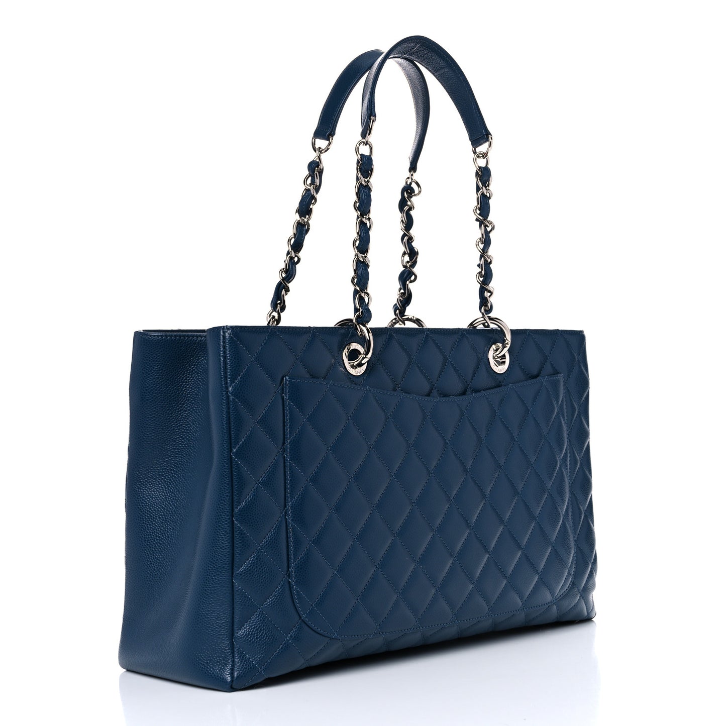 Caviar Quilted XL Grand Shopping Tote GST Navy Blue