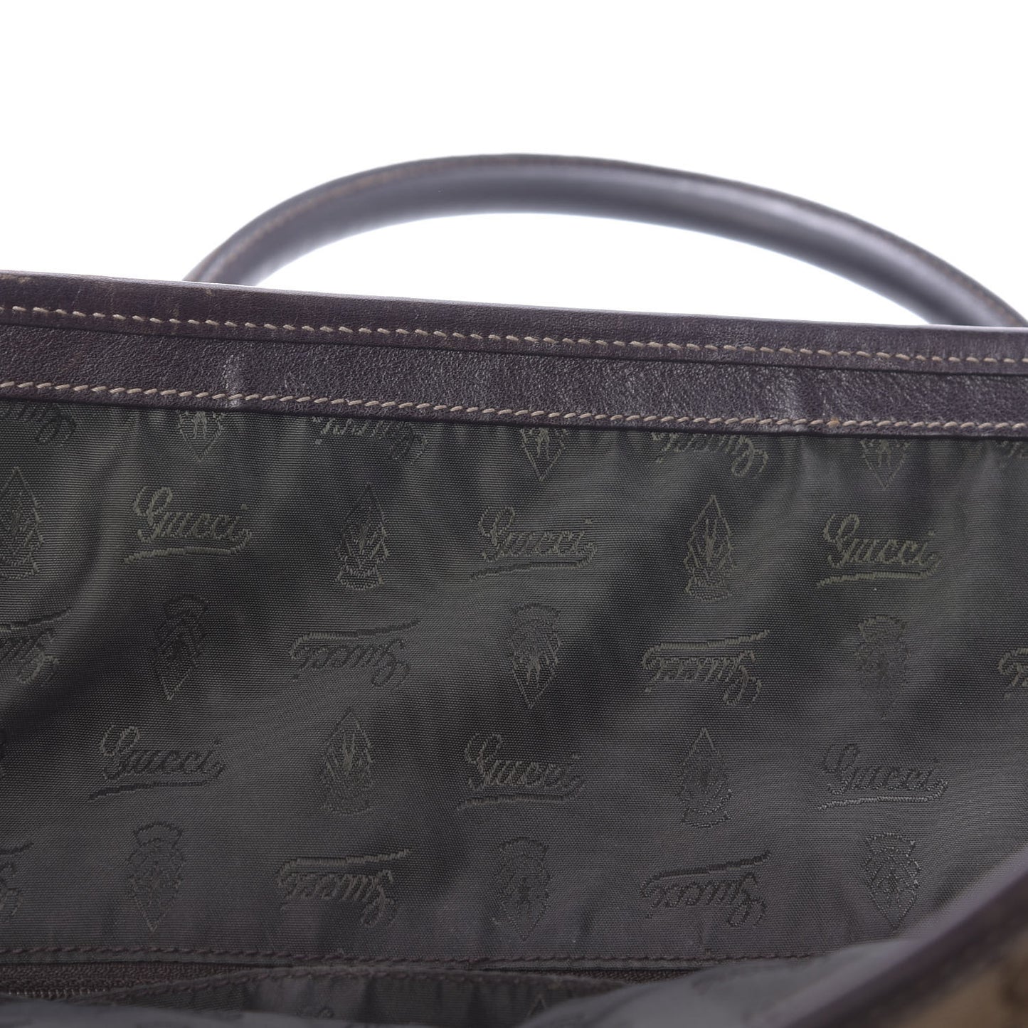 Crystal Monogram Crest Embossed Tote Brown