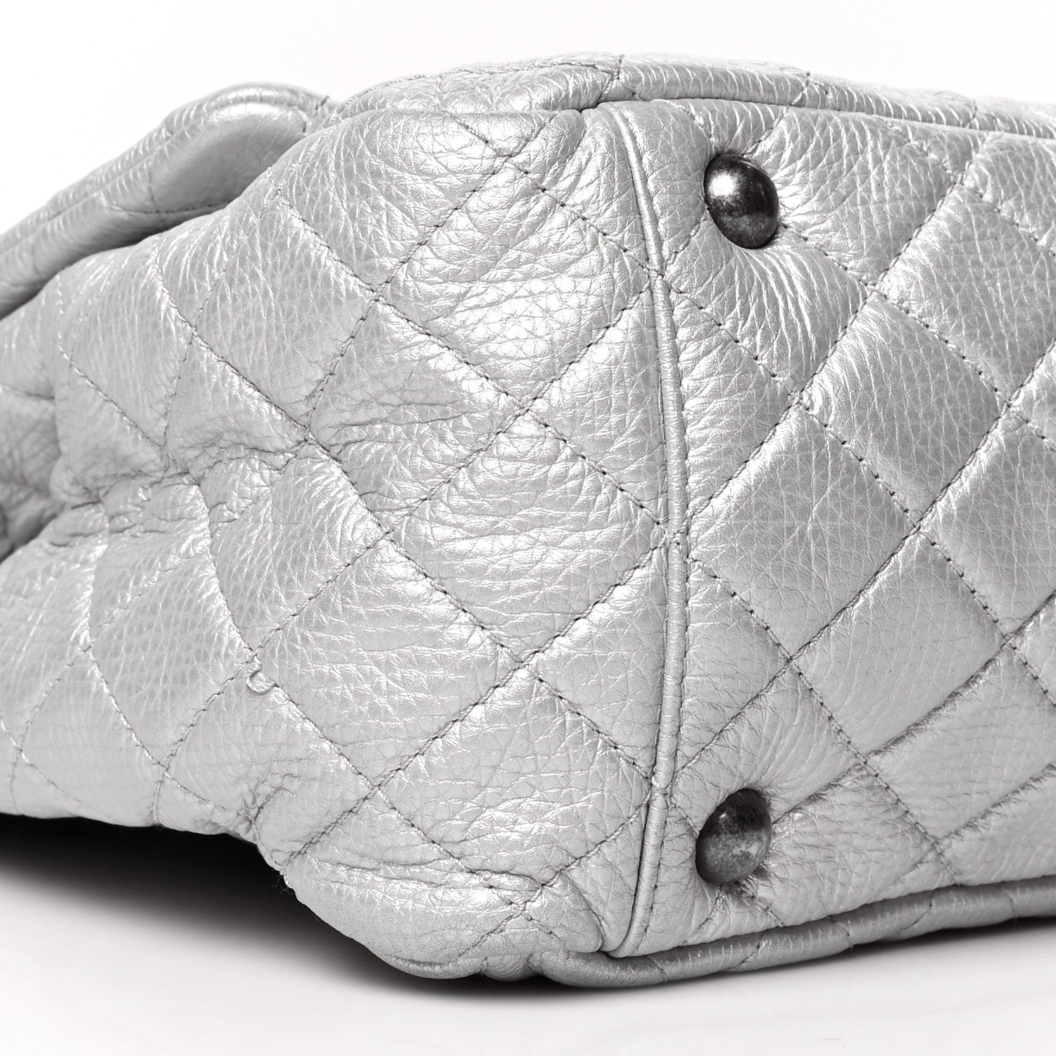 Chanel Metallic Calfskin Quilted XXL Travel Flap Bag Silver 9 of 10