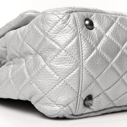 Chanel Metallic Calfskin Quilted XXL Travel Flap Bag Silver 9 of 10
